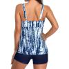 imageYonique Women 2 Piece Flowy Tankini Swimsuits with Boyshorts V Neck Swim Tank Tops Bathing Suits Modest SwimwearBlue Tie Dye