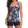 imageYonique Women 2 Piece Flowy Tankini Swimsuits with Boyshorts V Neck Swim Tank Tops Bathing Suits Modest SwimwearColorful Floral1