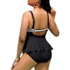 imageYonique Women Plus Size 2 Piece Tankini Swimsuits Ruched Bathing Suits Peplum Swimwear Scalloped SwimsuitsBlack White Stripes