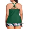 imageYonique Women Plus Size Tankini with Shorts Two Piece Bathing Suits Athletic Swimsuits Tummy Control SwimwearGreen Leaf