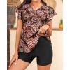 imageYonique Women Tankini with Shorts and Pocket Two Piece Swimsuits Ruffle Sleeve Bathing Suit Flowy SwimwearMandala