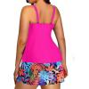 imageYonique Women Two Piece Plus Size Tankini with Skirt Tummy Control Bathing Suits High Neck SwimsuitsPink and Colorful Leaves