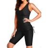 imageYonique Women Two Piece Tankini Swimsuits with Shorts Athletic Bathing Suit with Swim Shorts Racerback SwimwearBlack