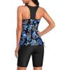 imageYonique Women Two Piece Tankini Swimsuits with Shorts Athletic Bathing Suit with Swim Shorts Racerback SwimwearBlack Paisley