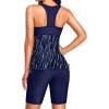 imageYonique Women Two Piece Tankini Swimsuits with Shorts Athletic Bathing Suit with Swim Shorts Racerback SwimwearBlue Galaxy