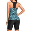 imageYonique Women Two Piece Tankini Swimsuits with Shorts Athletic Bathing Suit with Swim Shorts Racerback SwimwearBlue Paisley