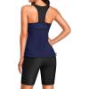 imageYonique Women Two Piece Tankini Swimsuits with Shorts Athletic Bathing Suit with Swim Shorts Racerback SwimwearNavy Blue