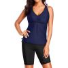 imageYonique Women Two Piece Tankini Swimsuits with Shorts Athletic Bathing Suit with Swim Shorts Racerback SwimwearNavy Blue