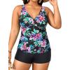 imageYonique Womens Plus Size Swimsuits with Shorts Tummy Control Tankini Two Piece Bathing Suits Athletic SwimwearColorful Floral1