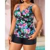 imageYonique Womens Plus Size Swimsuits with Shorts Tummy Control Tankini Two Piece Bathing Suits Athletic SwimwearColorful Floral1
