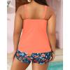 imageYonique Womens Plus Size Swimsuits with Shorts Tummy Control Tankini Two Piece Bathing Suits Athletic SwimwearOrange Floral