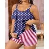 imageYonique Womens Plus Size Tankini Swimsuits with Shorts Two Piece Bathing Suits Ruffle Swimsuits Tummy Control SwimwearAmerican Flag