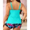 imageYonique Womens Plus Size Tankini Swimsuits with Shorts Two Piece Bathing Suits Ruffle Swimsuits Tummy Control SwimwearAqua Colorful Floral