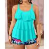 imageYonique Womens Plus Size Tankini Swimsuits with Shorts Two Piece Bathing Suits Ruffle Swimsuits Tummy Control SwimwearAqua Colorful Floral