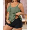imageYonique Womens Plus Size Tankini Swimsuits with Shorts Two Piece Bathing Suits Ruffle Swimsuits Tummy Control SwimwearArmy Green