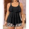 imageYonique Womens Plus Size Tankini Swimsuits with Shorts Two Piece Bathing Suits Ruffle Swimsuits Tummy Control SwimwearBalck Leopard
