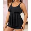 imageYonique Womens Plus Size Tankini Swimsuits with Shorts Two Piece Bathing Suits Ruffle Swimsuits Tummy Control SwimwearBlack
