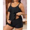 imageYonique Womens Plus Size Tankini Swimsuits with Shorts Two Piece Bathing Suits Ruffle Swimsuits Tummy Control SwimwearBlack