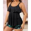 imageYonique Womens Plus Size Tankini Swimsuits with Shorts Two Piece Bathing Suits Ruffle Swimsuits Tummy Control SwimwearBlack Leaf