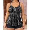 imageYonique Womens Plus Size Tankini Swimsuits with Shorts Two Piece Bathing Suits Ruffle Swimsuits Tummy Control SwimwearBlack Marbling Print