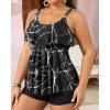 imageYonique Womens Plus Size Tankini Swimsuits with Shorts Two Piece Bathing Suits Ruffle Swimsuits Tummy Control SwimwearBlack Marbling Print