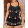 imageYonique Womens Plus Size Tankini Swimsuits with Shorts Two Piece Bathing Suits Ruffle Swimsuits Tummy Control SwimwearBlack Tassel