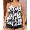 imageYonique Womens Plus Size Tankini Swimsuits with Shorts Two Piece Bathing Suits Ruffle Swimsuits Tummy Control SwimwearBlack Tie Dye