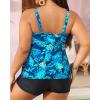 imageYonique Womens Plus Size Tankini Swimsuits with Shorts Two Piece Bathing Suits Ruffle Swimsuits Tummy Control SwimwearBlue Green Leaf