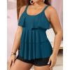 imageYonique Womens Plus Size Tankini Swimsuits with Shorts Two Piece Bathing Suits Ruffle Swimsuits Tummy Control SwimwearBlue Green Tankini