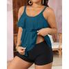 imageYonique Womens Plus Size Tankini Swimsuits with Shorts Two Piece Bathing Suits Ruffle Swimsuits Tummy Control SwimwearBlue Green Tankini