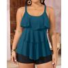 imageYonique Womens Plus Size Tankini Swimsuits with Shorts Two Piece Bathing Suits Ruffle Swimsuits Tummy Control SwimwearBlue Green Tankini