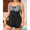 imageYonique Womens Plus Size Tankini Swimsuits with Shorts Two Piece Bathing Suits Ruffle Swimsuits Tummy Control SwimwearFlowyblackwhite Striped