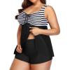 imageYonique Womens Plus Size Tankini Swimsuits with Shorts Two Piece Bathing Suits Ruffle Swimsuits Tummy Control SwimwearFlowyblackwhite Striped