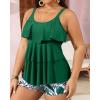 imageYonique Womens Plus Size Tankini Swimsuits with Shorts Two Piece Bathing Suits Ruffle Swimsuits Tummy Control SwimwearGreen Leaf