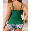 imageYonique Womens Plus Size Tankini Swimsuits with Shorts Two Piece Bathing Suits Ruffle Swimsuits Tummy Control SwimwearGreen Leaf