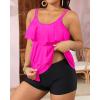 imageYonique Womens Plus Size Tankini Swimsuits with Shorts Two Piece Bathing Suits Ruffle Swimsuits Tummy Control SwimwearHot Pink