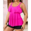 imageYonique Womens Plus Size Tankini Swimsuits with Shorts Two Piece Bathing Suits Ruffle Swimsuits Tummy Control SwimwearHot Pink