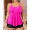 imageYonique Womens Plus Size Tankini Swimsuits with Shorts Two Piece Bathing Suits Ruffle Swimsuits Tummy Control SwimwearHot Pink