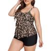 imageYonique Womens Plus Size Tankini Swimsuits with Shorts Two Piece Bathing Suits Ruffle Swimsuits Tummy Control SwimwearLeopard