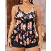 imageYonique Womens Plus Size Tankini Swimsuits with Shorts Two Piece Bathing Suits Ruffle Swimsuits Tummy Control SwimwearOrange Floral