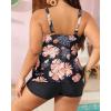 imageYonique Womens Plus Size Tankini Swimsuits with Shorts Two Piece Bathing Suits Ruffle Swimsuits Tummy Control SwimwearOrange Floral