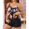 imageYonique Womens Plus Size Tankini Swimsuits with Shorts Two Piece Bathing Suits Ruffle Swimsuits Tummy Control SwimwearOrange Floral