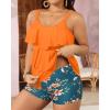 imageYonique Womens Plus Size Tankini Swimsuits with Shorts Two Piece Bathing Suits Ruffle Swimsuits Tummy Control SwimwearOrange Floral1
