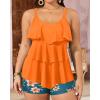 imageYonique Womens Plus Size Tankini Swimsuits with Shorts Two Piece Bathing Suits Ruffle Swimsuits Tummy Control SwimwearOrange Floral1