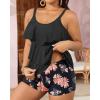imageYonique Womens Plus Size Tankini Swimsuits with Shorts Two Piece Bathing Suits Ruffle Swimsuits Tummy Control SwimwearOrange Floral2