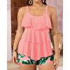 imageYonique Womens Plus Size Tankini Swimsuits with Shorts Two Piece Bathing Suits Ruffle Swimsuits Tummy Control SwimwearPink