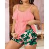 imageYonique Womens Plus Size Tankini Swimsuits with Shorts Two Piece Bathing Suits Ruffle Swimsuits Tummy Control SwimwearPink