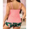 imageYonique Womens Plus Size Tankini Swimsuits with Shorts Two Piece Bathing Suits Ruffle Swimsuits Tummy Control SwimwearPink