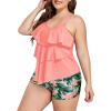 imageYonique Womens Plus Size Tankini Swimsuits with Shorts Two Piece Bathing Suits Ruffle Swimsuits Tummy Control SwimwearPink