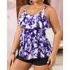 imageYonique Womens Plus Size Tankini Swimsuits with Shorts Two Piece Bathing Suits Ruffle Swimsuits Tummy Control SwimwearPurple Floral